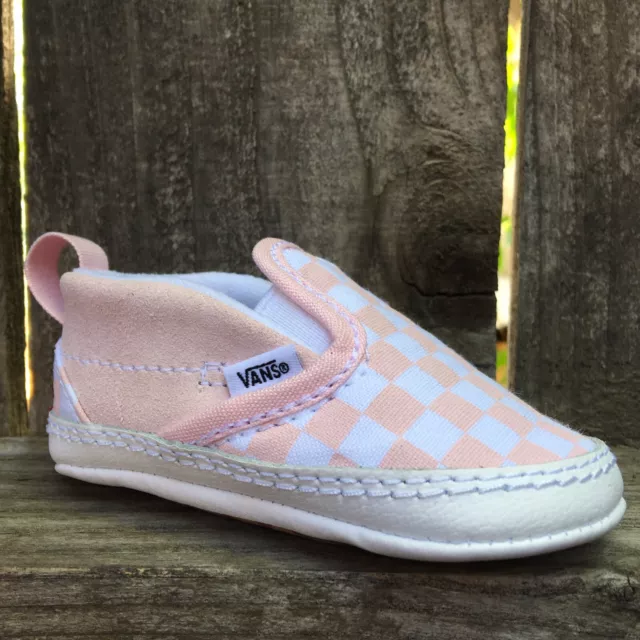 Vans Off the Wall Newborn Baby Girl Infant Shoes Slip on V Crib Checker Pink 2