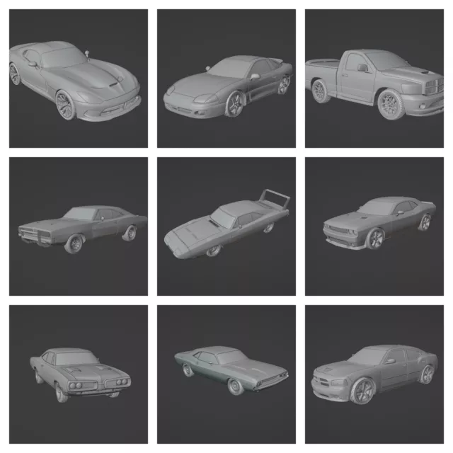 3D Printed (D) 1/87 Scale Cars Hundreds of Models