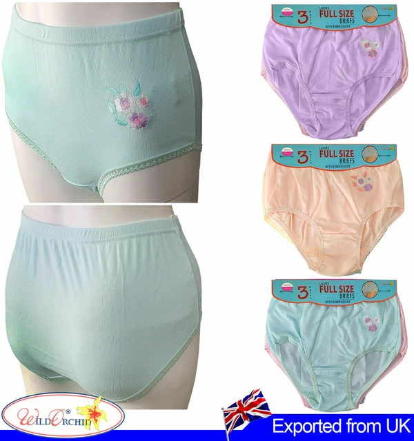 LADIES FULL SIZE Briefs Knickers Underwear Panties Floral Embroidery