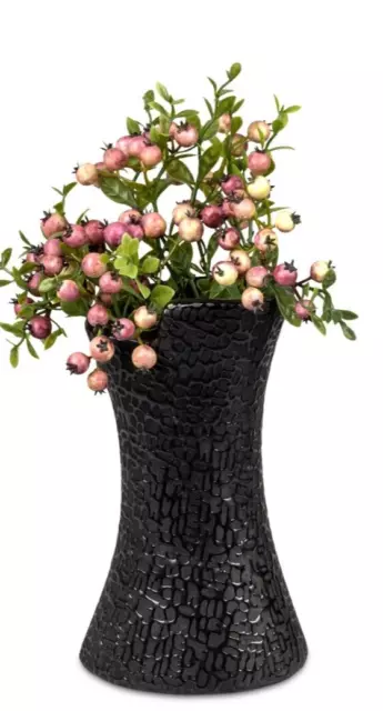 Formano Vase OVAL ca. 20 cm hoch schwarz matt glänzend aus Keramik 773500