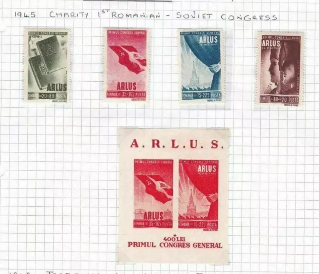 Romania 1945 Soviet Congress Mm Stamps Set And Sheet    Ref 5087