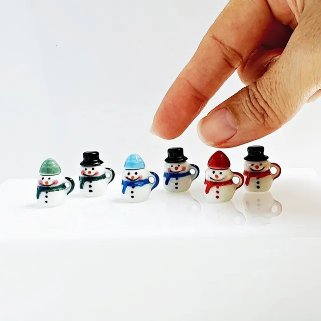 Miniaturas hechas a mano, tazas de muñeco de nieve de cerámica, juego de...