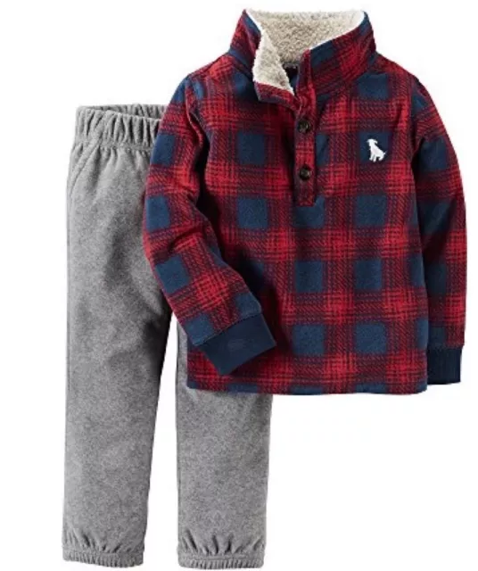 Carter's NWT Boy 3M 6M Infant 2pc Fleece Top Pant Set $24