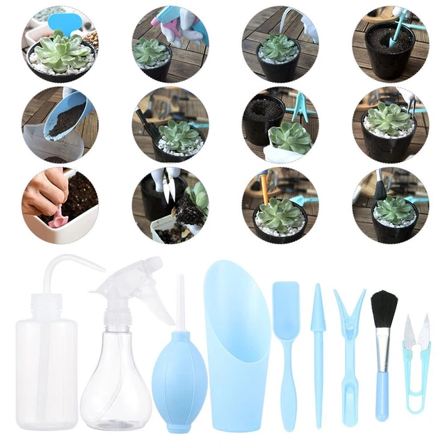 RoseFlower Kit 12 Pezzi Attrezzi Giardinaggio Mini - Per Bonsai, Piante Grasse, Con Forbici, Rastrellino, Pale, Pinzette - Foto 2