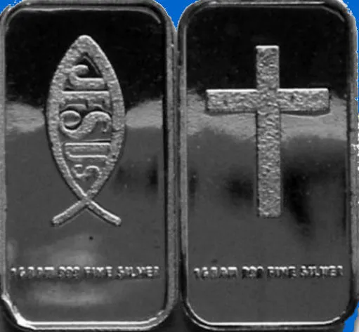 Church Catholic Christian Cross Jesus Fish Symbol Silver Gram Bar God Easter IHS