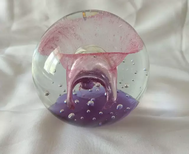 Large Heavy Purple Pink Bubble Paperweight