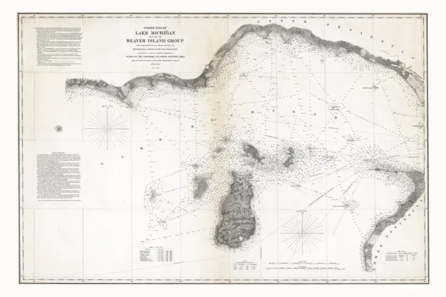 1855 Nautical Chart of Beaver Island Group Lake Michigan