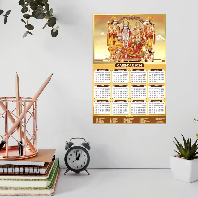 CALENDRIER MENSUEL MURAL hindou Lord Ram Darbar 2025 - 30,5 x 45,7 cm EUR 28,30 - PicClick FR
