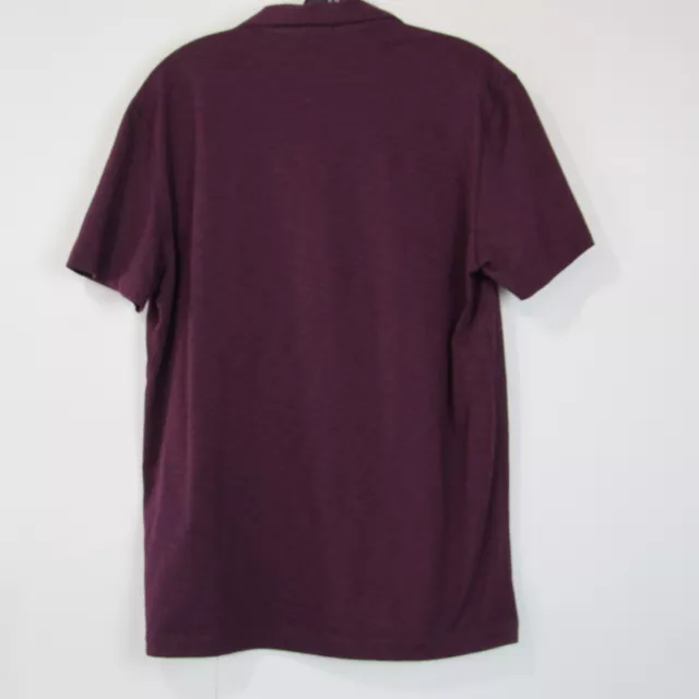 Theory Willem Atmos Mens Polo Shirt Short Sleeve Maroon Purple Cotton Blend 2