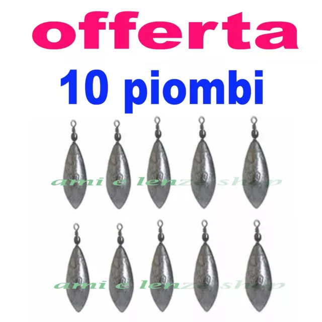 10 piombi a pera con girella pesca fondo surfcasting bolentino carpfishing mare