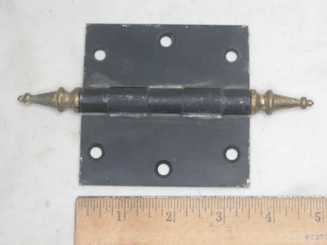 vintage antique cast iron with brass steeple tip Hager door hinge hardware