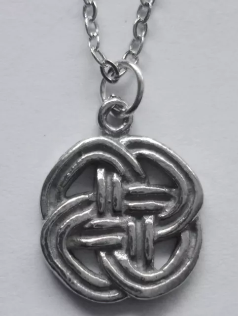 Chain Necklace #2360 Pewter CELTIC KNOT (16mm x 13mm) silver tone pendant