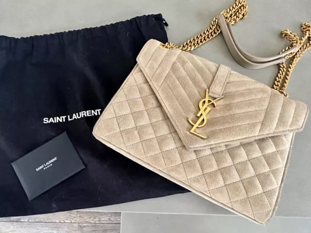 Fake YSL Saint Laurent Medium Envelope Bag Mix Matelasse Apricot Replica  For Men & Women