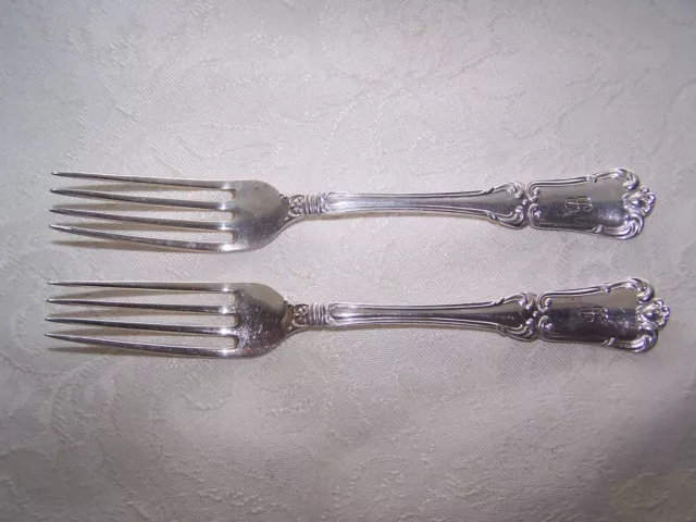 2 Birks Sterling Silver Francis 6 3/4''  Dinner Forks - 88 Grams - Monogrammed