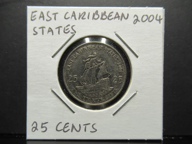 East Caribbean States 25 Cents 2004 Coin in 2x2 Flip G1014