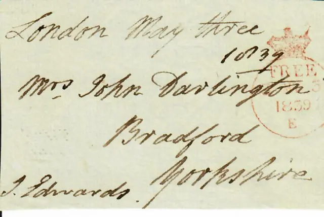 "1st Baronet of Garth" John Edwards Signed Free Frank Dated 1839