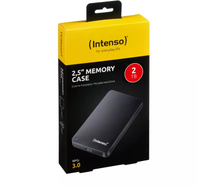 Intenso 2 TB Ext. Festplatte Memory Case USB 3.0 2,5" Schwarz, FAT 32, BRANDNEU 3