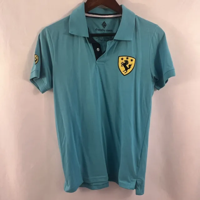 Ferrari Franky Max Men's Polo Shirt Short Sleeve Size S Small Blue Logo Patch