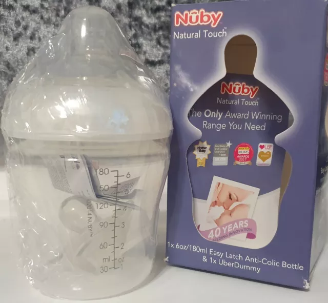 Nuby Natural Touch baby anti colic bottle 180ml and Dummy