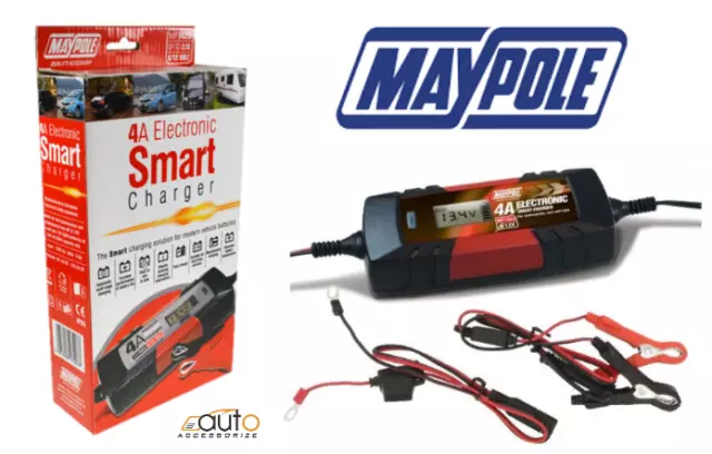 Maypole MP7423 Elektronisches Auto Akku Ladegerät 3,8 A Schnell/Trickle/Puls Modi