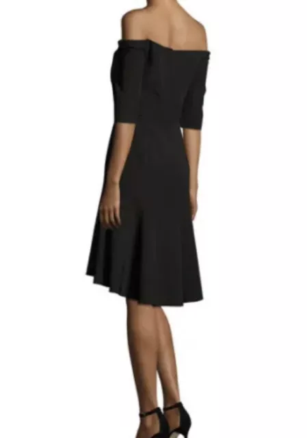 MILLY  "NINA" Black OFF THE SHOULDER, ITALIAN CREPE DRESS Size 8 2