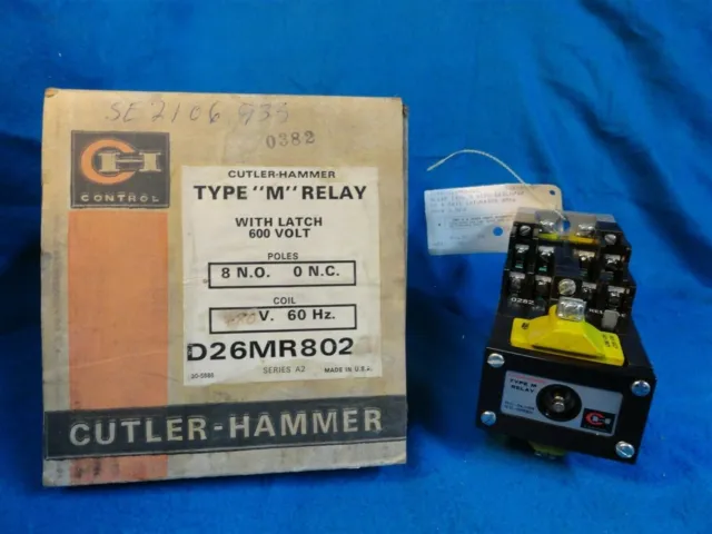 CUTLER-HAMMER (NEW in BOX) TYPE "M" RELAY - D26MR802 AMP 60 - VAC 480 - 8 POLE