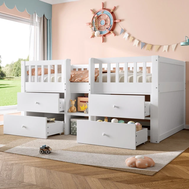 3FT SINGLE WOODEN Bed Frame with Storage Drawers Children's Toddler ...