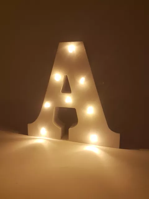 6 x Holz Buchstaben mit 4-8 LED Wooden Letter Weiß Höhe 16 cm Batteriebetrieben