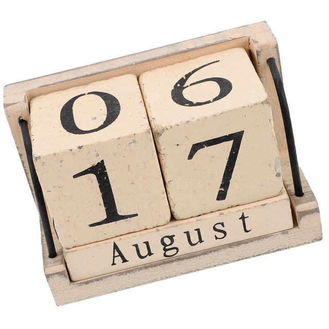 Holzhandwerk Kalender Antiker Ewiger Aus Kalender-Desktop-Block Büro Jahrgang