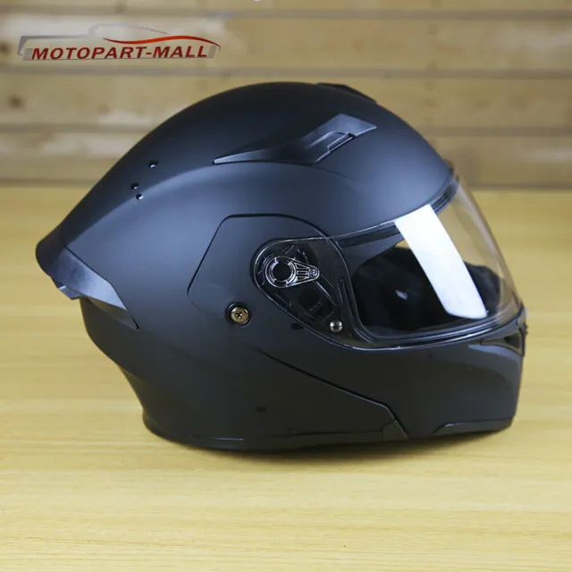 DOT Helmet Motorcycle Flip Up Modular Full Face Dual Visor Motocross W/LED Light
