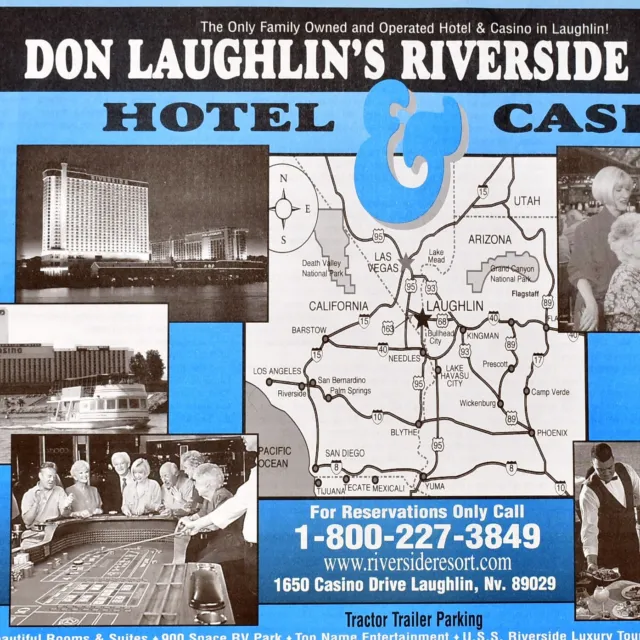 1990s Don Laughlin's Riverside Resort Hotel Casino Restaurant Placemat Nevada
