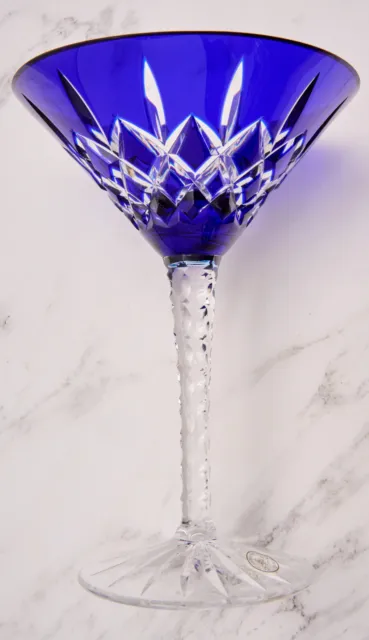 AJKA Hungarian Blue 24% Crystal Martini Stemware Glass Etched - unused