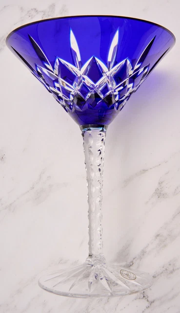 AJKA Hungarian Blue 24% Crystal Martini Stemware Glass Etched - unused AJKA Hungarian Blue 24% Crystal Martini Stemware Glass Etched - unused