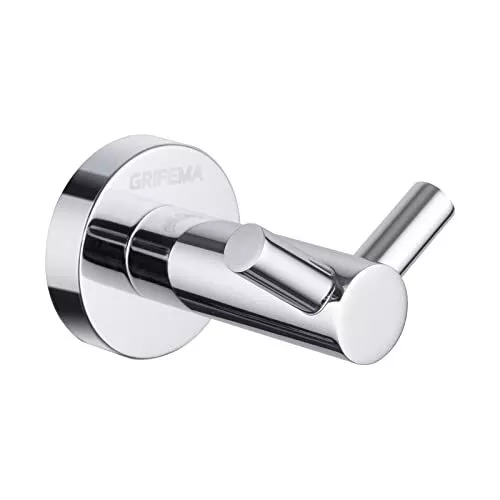 Double Robe Hook,wall Mounted Coat or Towel Hook for Bathroom or Home, Chrome