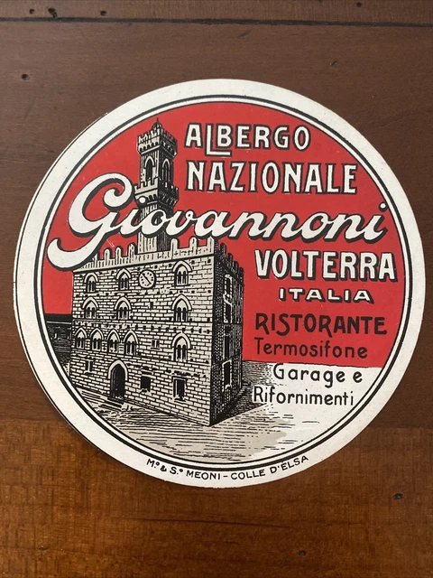 etichetta hotel valigia luggage label ALBERGO NAZIONALE GIOVANNONI VOLTERRA IT