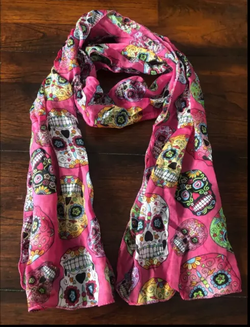 Sugar Skull Dia De Los Muertos Womens Halloween Day Of The Dead Scarf