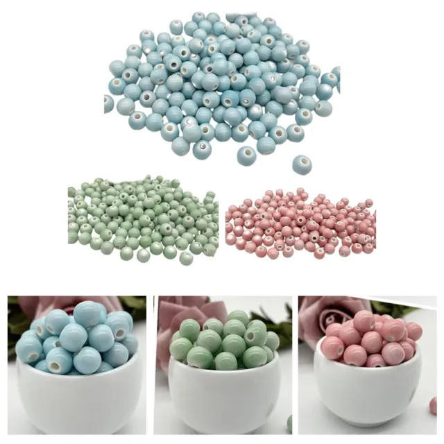 Perlen Schmuck 6 Mm Blau/grün/rosa DIY Für Armbänder/ Halsketten Keramik