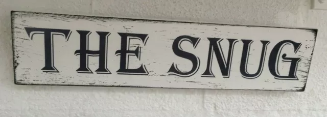 Rustic The Snug Comfy cozy room Shabby Chic Wooden Sign Plaque free standing