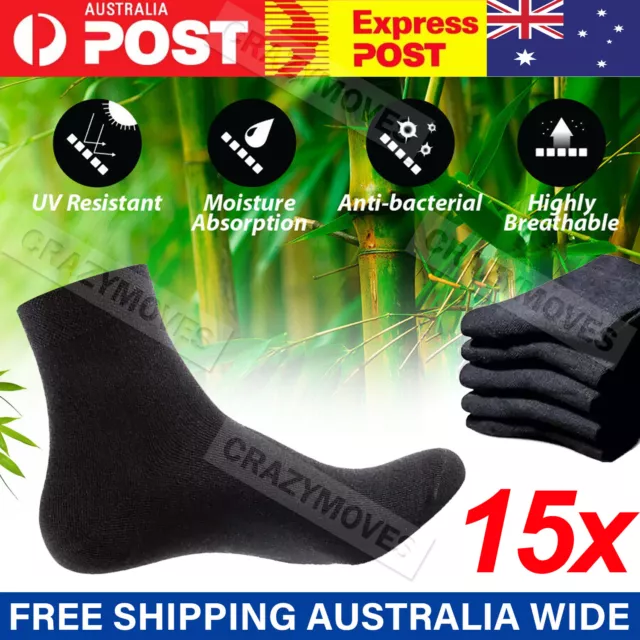 1/2/3Pairs Mens Bamboo Fibre Socks Odor Resistant Sweat Black Natural Fiber V