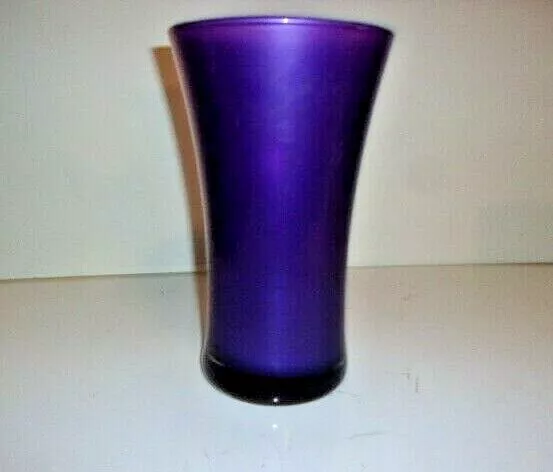 Vintage Large Purple Heavy Glass Flower Vase  9" Tall X 5 1/4" Top Opening