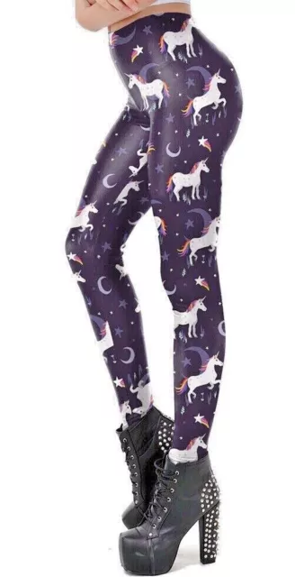 Leggings Donna Ragazze Sport Pantaloni Yoga Digitale Stampato in 3D Stelle Luna Unicorni