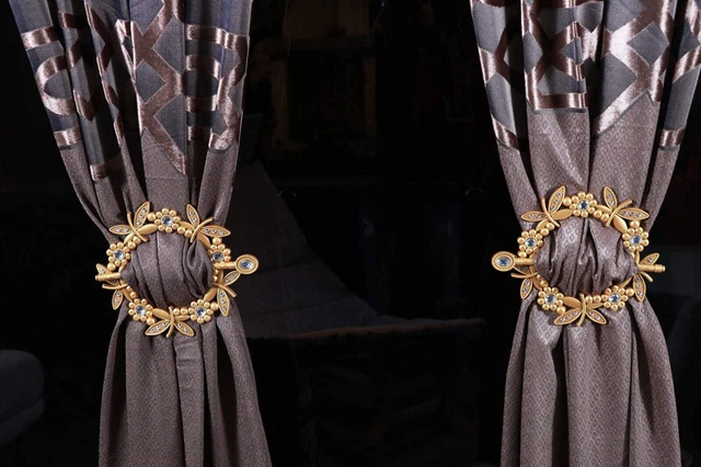 Beautiful Matte Finish Ring Curtain Tiebacks Gold for Room Decor pack of  2 3