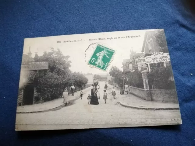 Superbe carte animée de 1910 de Houilles 78 Yvelines