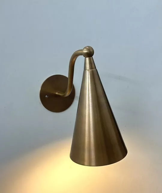 Handcrafted Modern Style Mid Century Raw Brass Wall Lamp