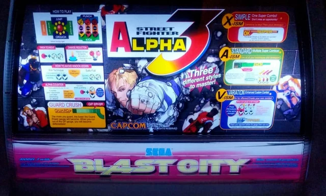 BACKLIT) STREET FIGHTER Alpha 3 Marquee Art set for Sega Blast City