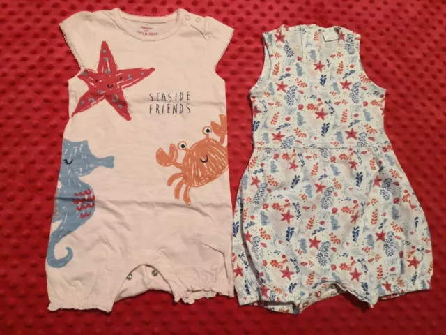 F&F Baby Girl summer short sleeve vest bodysuit romper bundle size 9-12 months