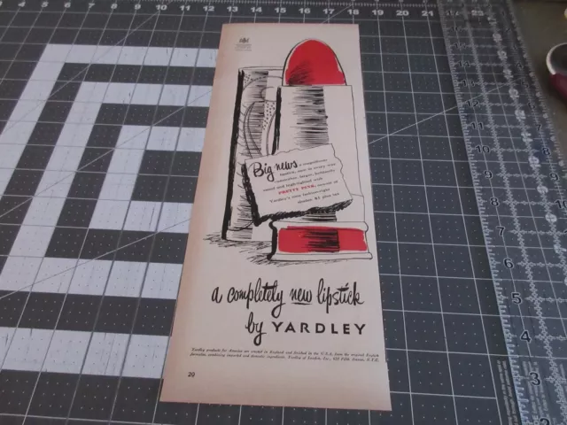 1950 rouge à lèvres Yardley, jolie publicité imprimée rose