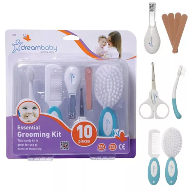 Dreambaby Pflege Set 10 Baby Bürste Kamm Nagel Clipper Scheren Fall Essential