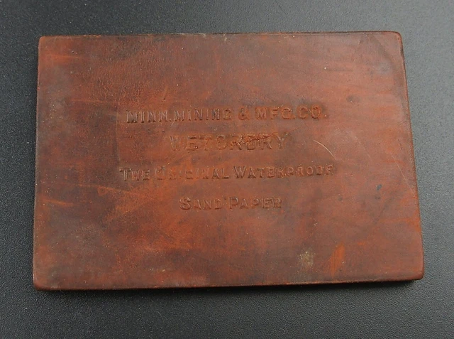 Vintage 3M Minnesota Mining & Mfg. Wet or Dry Sandpaper Rubber Advertising Block
