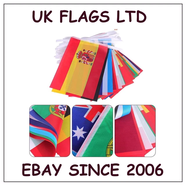 3 TYPES FLAGS of The World Fabric Bunting England Brazil Argentina OZ